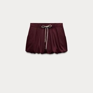 Zara Wine Pleated Mini Skirt